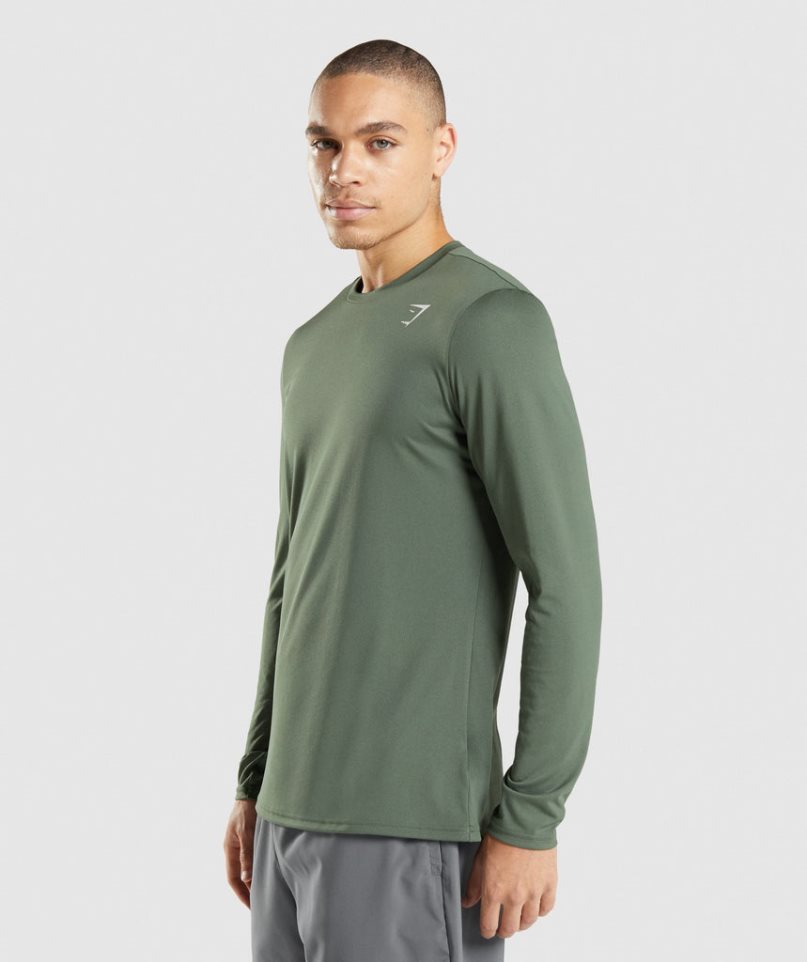 Men's Gymshark Arrival Long Sleeve T-Shirts Green | NZ 3HGVID